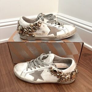Golden Goode super star embellished low top sneakers with gems
